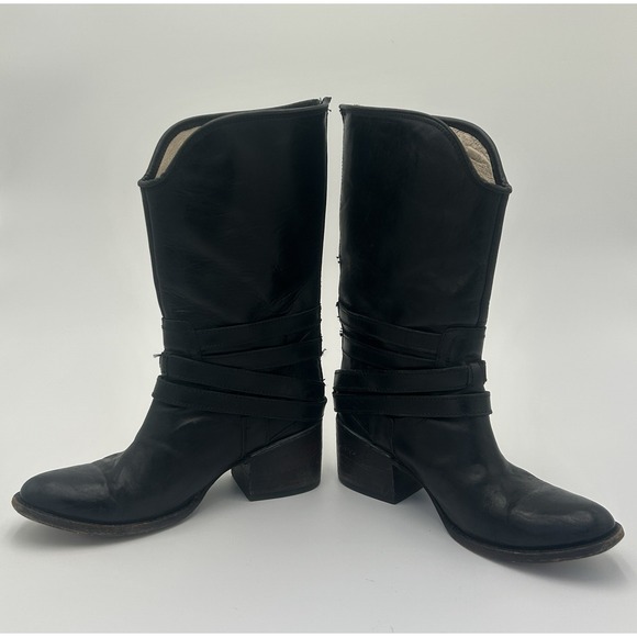 Freebird by Steven Other - Freebird by Steven Pikes Size 8 Wrap Strap Riding Western Leather Boots Black